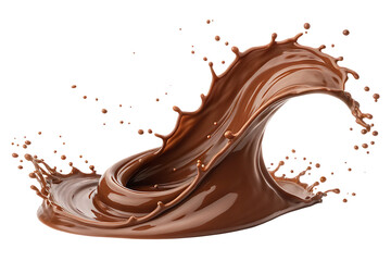 liquid sweet chocolate cream splash wave isolated on white background, PNG