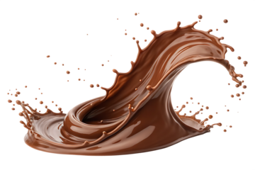 liquid sweet chocolate cream splash wave isolated on white background, PNG