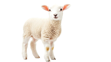 Obraz premium Adorable White Lamb Isolated on Transparent Background - Professional Animal Photography