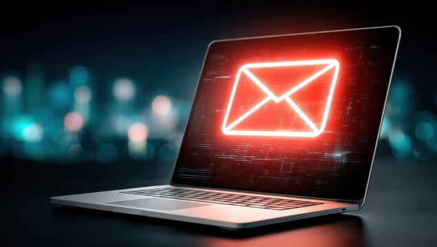 cyber crime phishing mail , security awareness training to protect important business data hacking, email icons symbolize the impact of artificial intelligence on real estate marketing strategies.	
