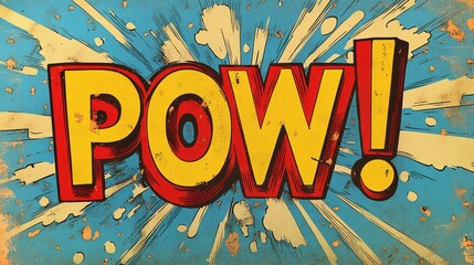 Comic Book Style Expression with Bright Letters and Explosive Background Emphasizing the Word POW