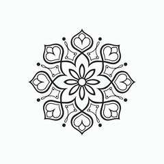Botanical Round Mandala Hand Drawn Style
