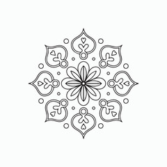 Round Flower Mandala with Detailed Linework
