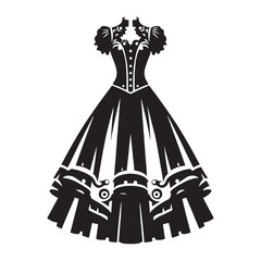 Puffed sleeves steampunk dress silhouette – steampunk dress silhouette – steampunk dress vector – steampunk dress illustration – ladies dress silhouette – silhouette of steampunk dress

