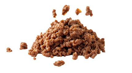 Sizzling Fried Ground Beef Falling on Grill, Mince Beef Meat Isolated