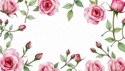 Delicate watercolor rosebuds & leaves, repeating pattern, repeating pattern, floral design