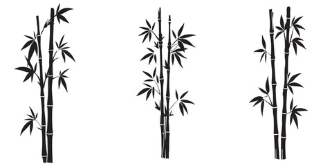set of a bamboo silhouette vector design, bamboo tree branches icon vector illustration