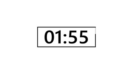 2 minute timer countdown animation, countdown timer one minute animation from 120 to 0 countdown Two minute countdown timer animation on transparent background with alpha channel.