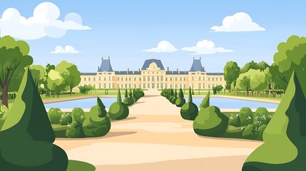 Palace Garden Spring Landscape.