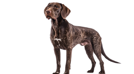 Professional German Shorthaired Pointer Kurzhaar Dog Isolated on Transparent Background