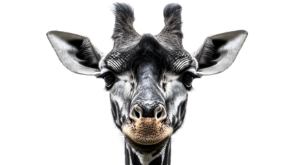 Elegant Giraffe Standing Alone Isolated on Transparent Background