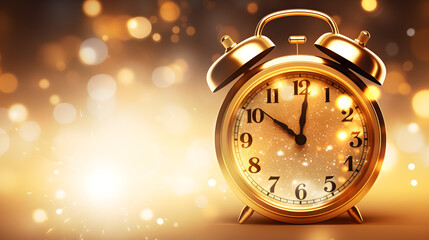 Elegant New Year Gold Clock Five Minutes to Midnight Image for NYE Countdown