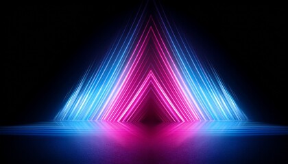 Fototapeta premium neon pink and blue light beam on black background