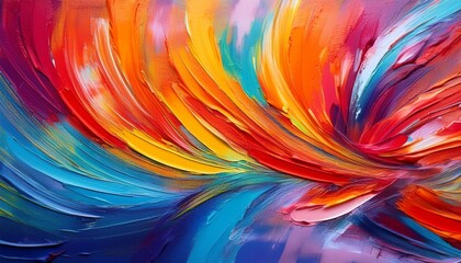 Naklejka premium vivid abstract painting featuring intertwined colorful brush strokes on textured background