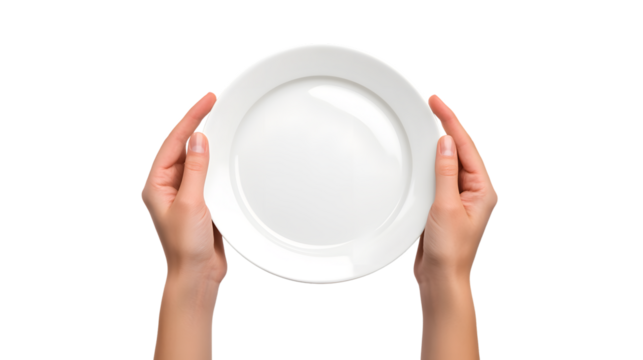 Two Hands Holding Plate Cut Out Transparent Isolated Background