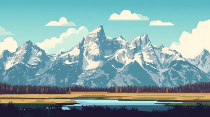 Majestic Snowy Mountains Landscape.