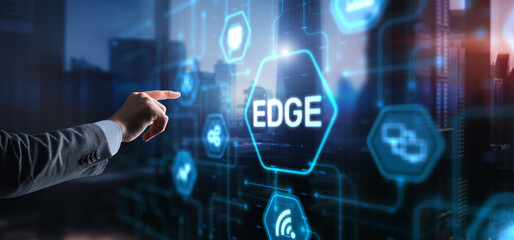 Edge computing. IT technology icon on virtual screen