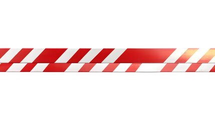 Professional Horizontal Red and White Caution Tape Isolated on Transparent Background