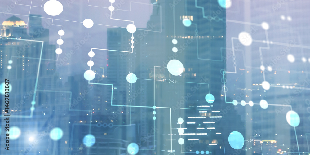 Aufkleber abstract digital particles. cyber network background. technology background