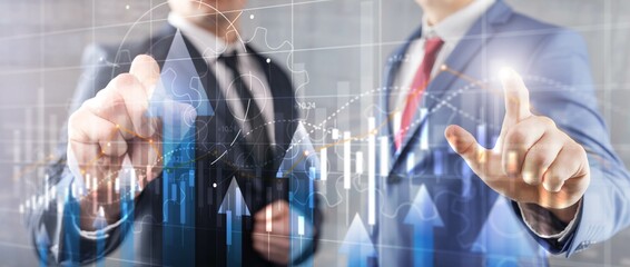 Stock market forex trading graph and candlestick chart suitable for financial investment concept