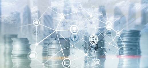 Global communication network concept. Digital transformation. Abstract background