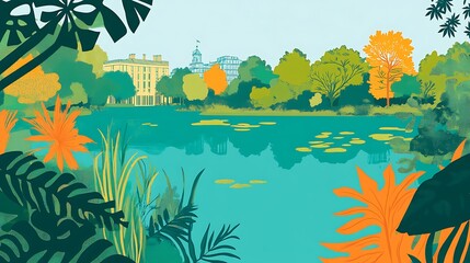 City Park Lake Autumn View.