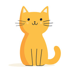 Cute Cartoon Ginger Cat Sitting Isolated On White Background Vector Illustration