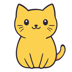 Cute Cartoon Yellow Cat Illustration Sitting Down With A Sweet Smile