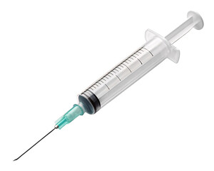 Isolated Medical Syringe with Needle on transparent Background


