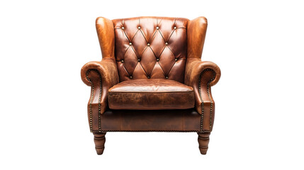 Modern Leather Armchair Isolated on Transparent Background for Interior Design Concepts
