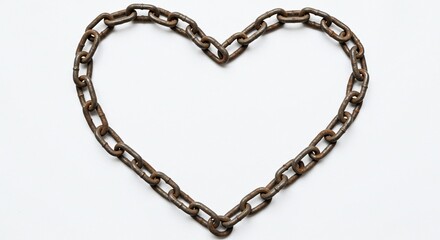 Rustic Heart Shape Formed by Old Metal Chain Links A Symbolic Image of Love, Strength, and Endurance