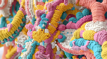Abstract Colorful 3D Render Intertwined Organic Forms