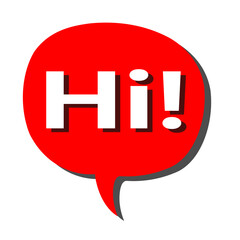 Red Speech Bubble with White 'Hi!' Text A Simple and Friendly Greeting Illustration