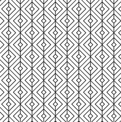 Abstract geometric pattern with squares, rhombus, lines. A seamless vector background. Black and white texture. Graphic modern pattern for package, vacation design, fabric and textile.