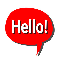 Vibrant Red Speech Bubble with Hello Exclamation A Bold Graphic Design Element for Communication