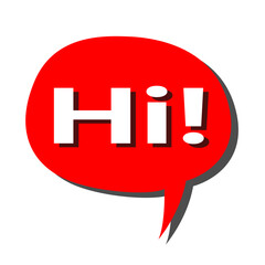 Red Speech Bubble with White 'Hi!' Text A Simple Greeting Illustration
