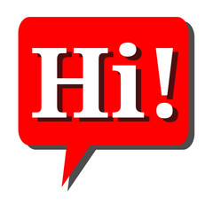 Bold Red Speech Bubble with 'Hi!' Exclamation  Greeting, Communication, and Simple Design Element