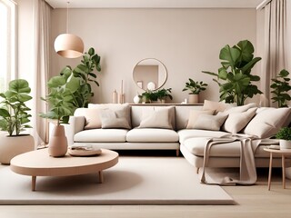 Fototapeta premium Trendy Interior Design Render. AI-Generative Illustration 