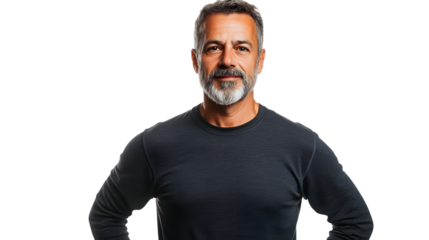 Middle Aged Man Exercising in Sportswear Isolated on Transparent Background