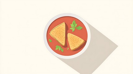 Tomato Soup with Croutons, and Top View.