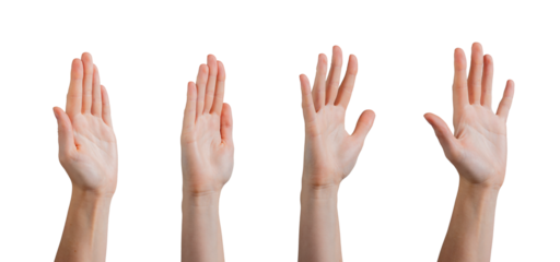 Hand raised in a friendly wave, signaling a greeting or hello. Casual, natural gesture for