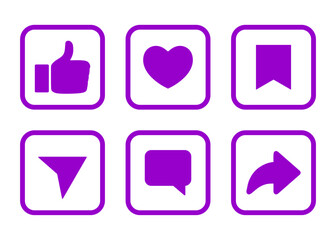 like,comment,share icons set isolated on transparent background