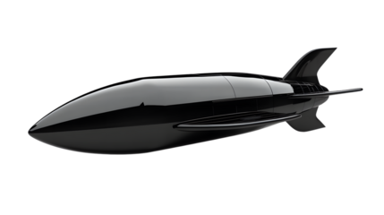 Sleek Black Spaceship Isolated on Transparent Background for Sci-Fi Designs