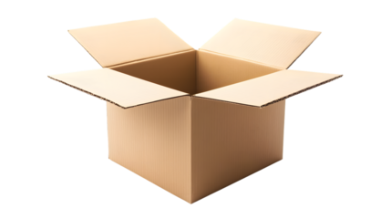 Professional Open Cardboard Box Isolated on Transparent Background Isolated