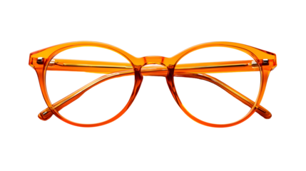 Stylish Orange Glasses Isolated on Transparent Background for Fashion and Accessories Photography
