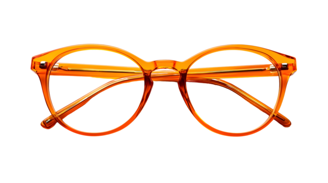 Stylish Orange Glasses Isolated on Transparent Background for Fashion and Accessories Photography