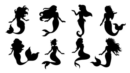 Set of mermaid silhouettes