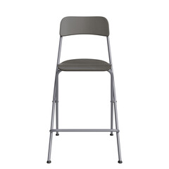 Gray plastic stool with metal legs.  A simple, sturdy, and functional chair