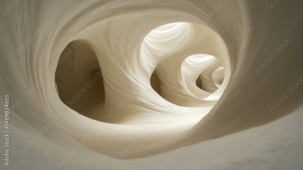 Aufkleber swirling white abstract sculpture with intricate spirals in a modern art style featuring smooth curv