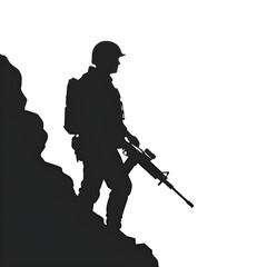 Soldier hand white flag Black And White Silhouette Illustration